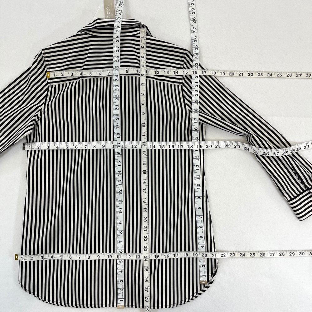 SOLD NWT CHICOS Size 0P Petite Small No-Iron Long Sleeve White Striped Shirt - Picture 14 of 16